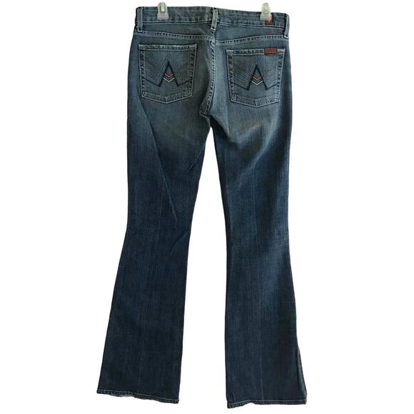 7 For All Mankind A Pocket Low Rise Medium Wash Bootcut Flare Jeans Y2K - Picture 1 of 7